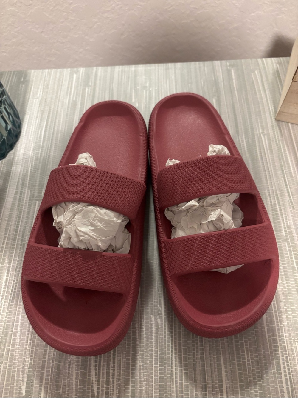 PINK Victoria's Secret Double-Strap Slide Sandals in Burgundy
